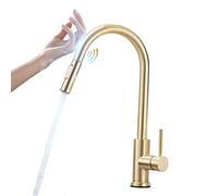 Robinet De Cuisine Inductive Touch - Mitigeur Cuisine, Avec 2 Fonction Jets Et Douchette Extractible, Orientable 360° Acier Inoxydable Robinets D'évier, Froid & Chaud Disponible, Style Moderne, Noir