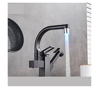 Robinet de Cuisine, LED ou Non, Noir, extractible, Bidet, douchette, Montage sur Pont, mitigeur Eau Chaude et Froide, Rotation à 360°, pivotant, pour Salle de Bain (LED Noire)