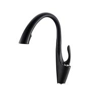 Robinet De Cuisine - Mitigeur Cuisine, Bec Flexible, Avec 2 Fonction Jets Et Douchette Extractible, Laiton Orientable 360° Robinets D'évier, Froid & Chaud Disponible, Style Moderne, Noir