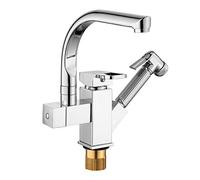 Robinet De Cuisine - Mitigeur Cuisine, Orientable 360° Douchette À 2 Sorties Eau Robinets D'évier Douchette Extractible, Froid & Chaud Disponible, Avec Valve En Céramique, Acier Inoxydable Chrome