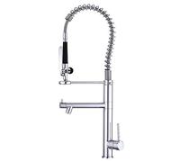 Robinet de Cuisine, mitigeur de Douche Extensible, mitigeur à Levier Noir, pivotant à 360 °, tête de pulvérisation réglable, Bec à Ressort, Ressort hélicoïdal LED, raccords d'évier pivotants