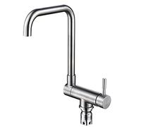 Robinet de cuisine, mitigeur d'eau chaude et froide en acier inoxydable 304, robinet d'évier de cuisine à poignée unique avec rotation à 360 °, robinet rabattable à 90 °, finition nickel brossé