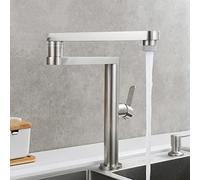 Robinet de cuisine mitigeur d'évier de cuisine, levier unique chaud et froid, mélangeur rotatif pliable en laiton noir doré brossé finition dorée brosse en nickel