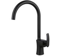 Robinet de Cuisine, mitigeur Eau Chaude et Eau Froide pivotant à 360 degrés, mitigeur d'évier en Laiton Massif, chromé (Noir)