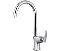 Robinet de Cuisine, mitigeur Eau Chaude et Eau Froide pivotant à 360 degrés, Robinet d'évier à poignée Unique en Laiton Massif, Chrome (Chrome)