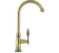 Robinet de cuisine mitigeur - OKZ - Laiton brossé - Rotatif - Tirette pour vasque - Bronze antique - Économie d'eau 30%