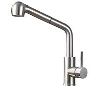 Robinet de cuisine moderne brossé avec pulvérisateur à tirette vers le bas Robinet d'évier extensible double fonction en acier inoxydable 304 mélangeur d'eau chaude et clod