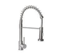 Robinet de Cuisine Moderne en Acier Inox Flexible à Ressort Pivotant Argenté