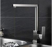 Robinet de cuisine moderne sans plomb en acier brossé à bec carré design à levier unique et robinet Slish pour cuisines contemporaines