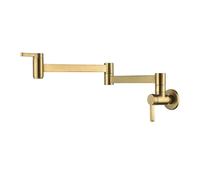 Robinet de cuisine monotrou à double support, robinet de lavabo en laiton, robinet d'eau froide simple, bec rotatif à 360°, montage mural Commercial(Brushed Gold)