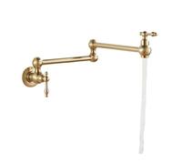 Robinet de cuisine mural avec bec rotatif, or brossé, remplisseur de casserole pliable, robinet d'eau froide for cuisine, évier(Laskine)