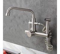 Robinet de cuisine mural en acier inoxydable 304 de type caché pour évier chaud et froid, pistolet pulvérisateur à levier unique, pour buanderie, piscine, cuisine, rotation universelle nécessaire