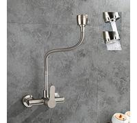 Robinet de cuisine mural en acier inoxydable 304 de type caché pour évier chaud et froid, pistolet pulvérisateur à levier unique, pour buanderie, piscine, cuisine, rotation universelle nécessaire