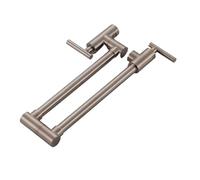 Robinet de cuisine mural en laiton à double articulation et bec verseur pliable et extensible, avec bras pivotant et poignée unique Commercial(Brushed nickel DL2)