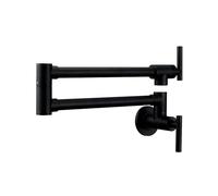 Robinet de cuisine mural en laiton nickelé brossé, remplisseur casseroles pivotant, pliable et rétractable(Matter Black)