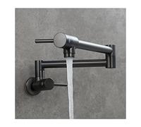 Robinet de cuisine mural en laiton robuste, pliable et extensible, design à trou unique, bras à double articulation de qualité commerciale pour une utilisation en eau froide et polyvalent