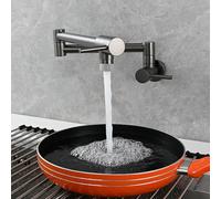 Robinet de cuisine mural mitigeur d'évier pliable en laiton finition brossée 1 trou double levier noir eau froide uniquement robinet de cuisine peu encombrant design moderne (or)