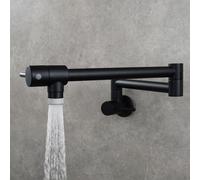 Robinet de cuisine mural mitigeur d'évier pliable en laiton finition brossée 1 trou double levier noir eau froide uniquement robinet de cuisine peu encombrant design moderne (or)