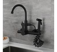 Robinet de cuisine mural noir avec pulvérisateur mélangeur d'évier à poignée unique, design moderne pour la rénovation de la maison et la mise à niveau élégante de la cuisine, fabriqué en Chine
