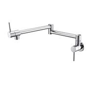 Robinet de cuisine mural or rose - Robinet de remplissage de casserole pliable en laiton froid avec bec rotatif finition dorée élégante pour cuisines contemporaines
