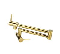 Robinet de cuisine mural pliable en laiton massif, rotation à 360 degrés, robinet d'évier monotrou Commercial(Titanium Gold)