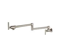 Robinet de cuisine mural pliable et brossé, robinet d'évier simple en nickel froid, bec pivotant et pliable, SUS304 Commercial(Nickel)
