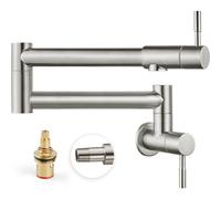Robinet de cuisine mural pliable et extensible Heyalan de 19 po avec bras pivotant double articulation et deux poign es en nickel bross