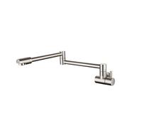 Robinet de cuisine mural pliable for évier froid, bec pivotant et pliable Commercial(Type B Brushed)