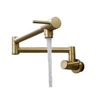 Robinet de cuisine mural pliable plaqué, robinet de remplissage de casserole, robinet d'évier rotatif à 360 degrés Commercial(Brushed gold)