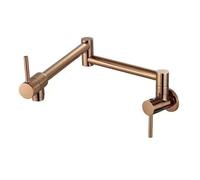 Robinet de cuisine mural pliable, robinet d'évier monotrou à eau froide, bec pivotant et pliable en laiton, couleur or rose Commercial(KF-30)