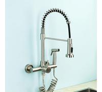 Robinet de Cuisine Mural, Robinet d'évier pivotant en Acier Inoxydable avec douchette, mitigeur d'évier Moderne et Design élégant pour la Cuisine à Domicile