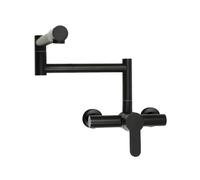 Robinet de cuisine mural rotatif à 360° - Robinet de cuisine pliable - Mitigeur mural - Robinet d'évier mural en laiton - Noir - Pour éviers simples et doubles de différents