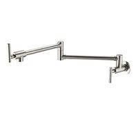 Robinet de cuisine mural simple et froid, robinet d'évier pliable en laiton, pivotant à un trou, double articulation bras, or rose(Brushed Nickel)