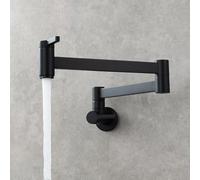 Robinet de Cuisine Murale Eau Froide Rabattable Doubles Commutateurs Laiton-Noir