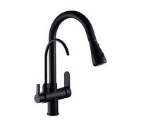 Robinet de Cuisine Noir à 3 Voies, système d'osmose extractible pour Eau Chaude et Froide, 3 Modes, Finition Noire élégante, idéal pour la Maison et la Cuisine
