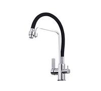 Robinet de Cuisine Noir à 3 Voies, système d'osmose extractible pour Eau Chaude et Froide, 3 Modes, Finition Noire élégante, idéal pour la Maison et la Cuisine