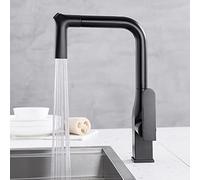Robinet de cuisine noir avec pulvérisateur extractible rotatif en laiton mélangeur chaud et froid à trou unique double motif robinet d'évier design moderne pour usage domestique et commercial