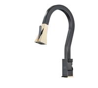 Robinet de cuisine noir brossé avec affichage numérique 4 fonctions Pulvérisateur à poignée unique Mitigeur eau chaude et froide pour évier