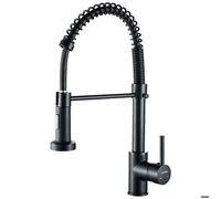 Cobbe KC05T023 Robinet de cuisine à col de cygne avec douchette extractible, robinet mitigeur à poignée unique en acier inoxydable (noir)