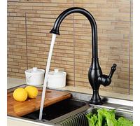 Robinet de Cuisine Noir monté sur Le Pont, Robinet d'évier, Bec Rotatif, mitigeur de Trou à Levier Unique, mélangeur d'eau pivotant à 360 degrés, Style rétro