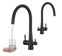 Robinet de cuisine noir Riveco avec bec flexible 360° pour filtre à eau