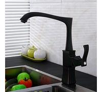 Robinet de Cuisine Noir Rotatif à 360 ° en Acier Inoxydable pour évier de Cuisine, mitigeur, Robinet d'évier de Cuisine, Robinet de Cuisine Rotatif, chromé (Noir)