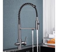 Robinet de cuisine noire avec filtre à 360 ° Tap en laiton rotatif pour lavabo à double mode pistolet gris d'eau mélangeur élégant d'eau potable pour les cuisines modernes Aqiong