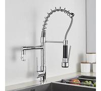 Robinet de cuisine noire mat avec des becs à deux becs de conception montée sur pont mélangeur pullateur Tap chaud et à eau froide Accents chromés U2013 Évaluer élégant pour cuisines modernes