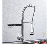 Robinet de cuisine noire mat avec pont à deux bouts mixeur à ressort à soupe de pont à soupe chaude et à eau froide conception chromée fonctionnelle et pour les cuisines modernes Aqiong