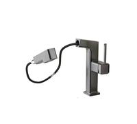 Robinet de cuisine numérique tactile - Mélangeur d'évier de salle de bain rotatif avec deux modes de température et de débit, finition grise élégante, parfait pour les cuisines et salles de bains