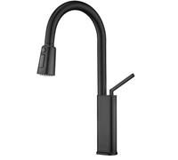 Robinet de cuisine pivotant à 360° en laiton avec pulvérisateur à tirette 3 fonctions - Design moderne pour un nettoyage facile et une utilisation polyvalente et élégante.