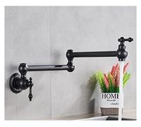 Robinet de cuisine pliable à montage mural doré brossé, eau froide simple, bec rotatif levier unique, 9 types (CB)(Matte Black a)