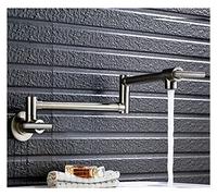 Robinet de cuisine pliable à montage mural doré brossé, eau froide simple, bec rotatif levier unique, 9 types (CB)(Brushed Nickel B)