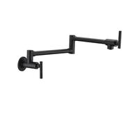 Robinet de cuisine pliable brossé, robinet d'évier monotrou froid, bec pivotant pliable en laiton, robinet de remplissage de casserole à montage mural Commercial(Matte Black B)
